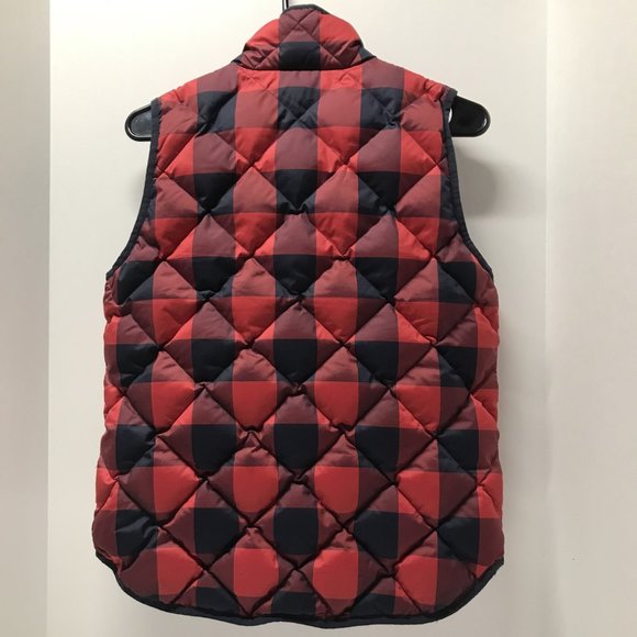 J. Crew Red & Black Plaid Excursion Buffalo Check Puffer Vest - Picture 4 of 16